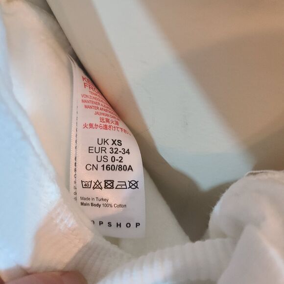 Top‎ Shop Ivory Tie Back Sweatshirt Size US 0-2 - Picture 5 of 5